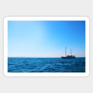 View from Tremiti Islands at the Adriatic Sea and a boat Sticker